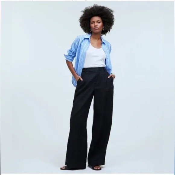 Madewell Harlow Wide Leg Linen Pants 8 - Picture 1 of 9